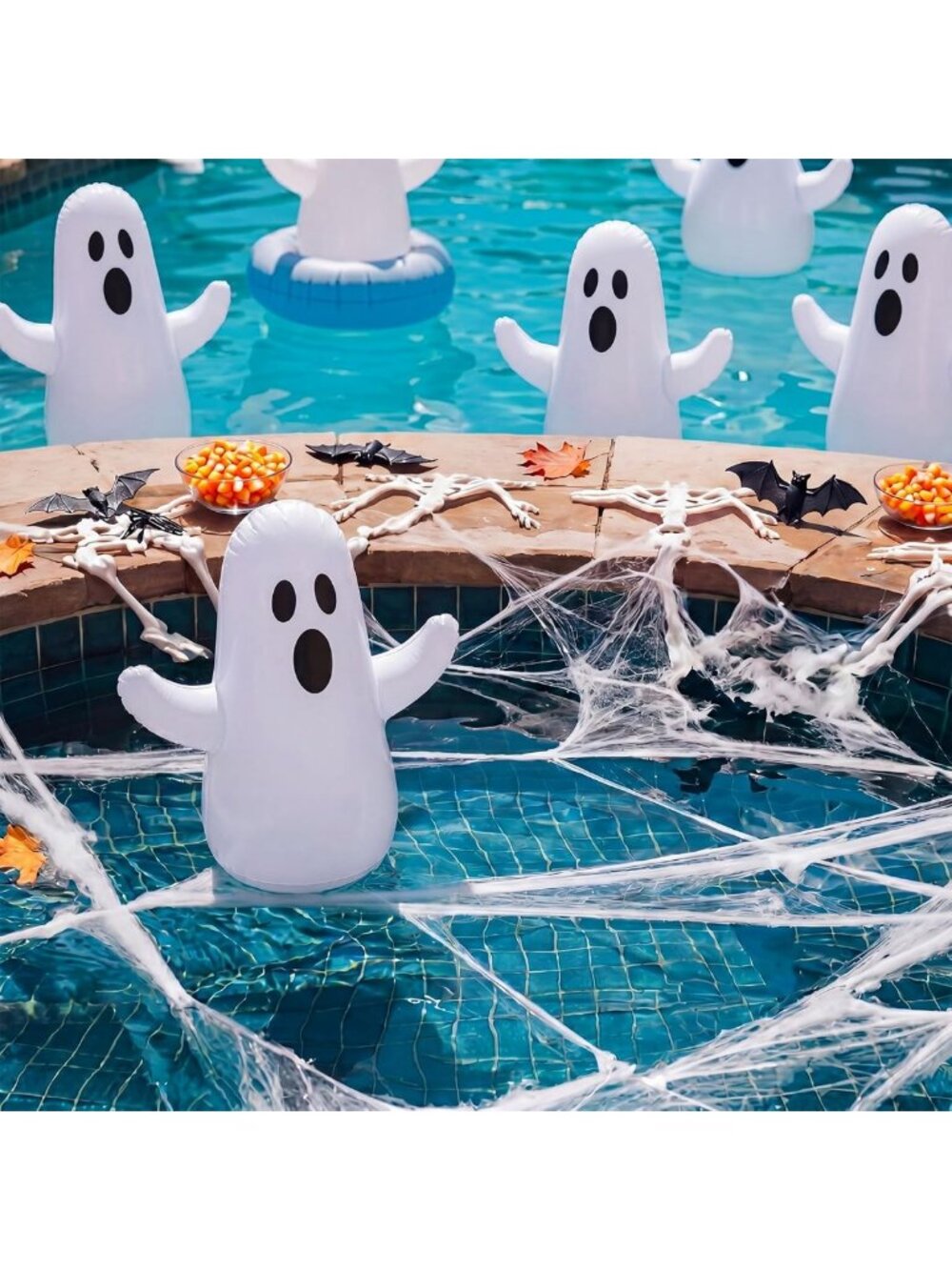 12 Pcs Halloween Ghost Pool Floats & Inflatable Beach Balls - Fun Party Decor